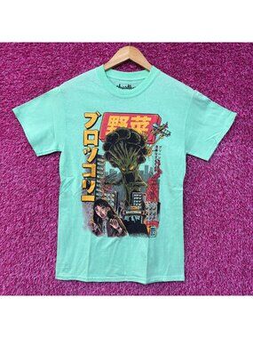 Threadless The Broccozilla Kaiju Vegetable Mint Green T-Shirt Small
